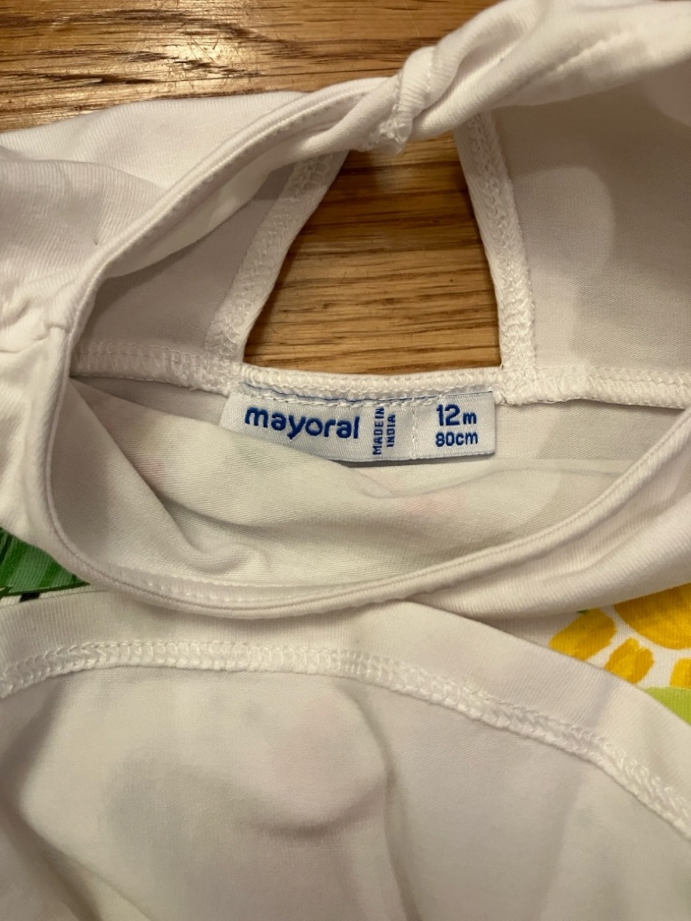 Mayoral 12 months baby/toddler White Top and Lime Green Leggings Tropical Set - Picture 2 of 7